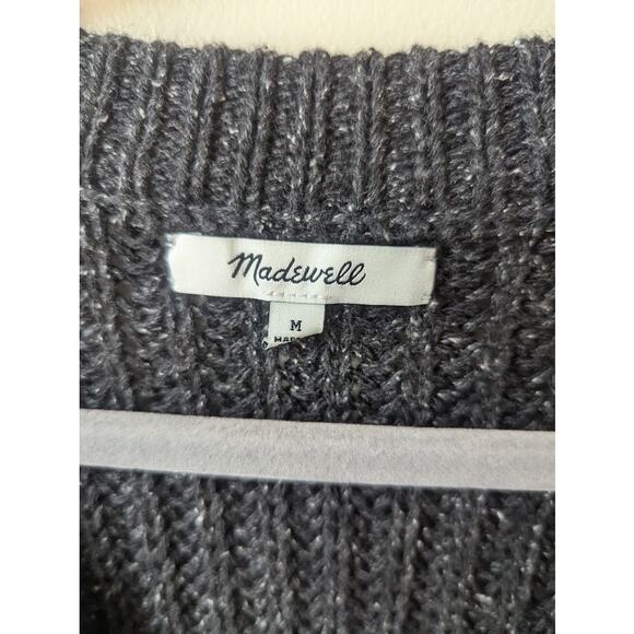 Madewell Dark Grey Wool Blend Chunky Knit V-neck sweater Womens Medium - Picture 3 of 6